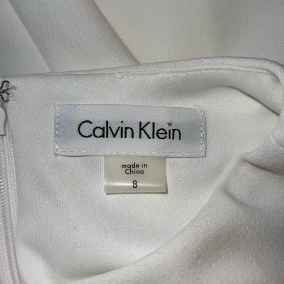 Calvin Klein | White Sleeveless Sheath with Flounce Skirt Dress - Picture 6 of 7